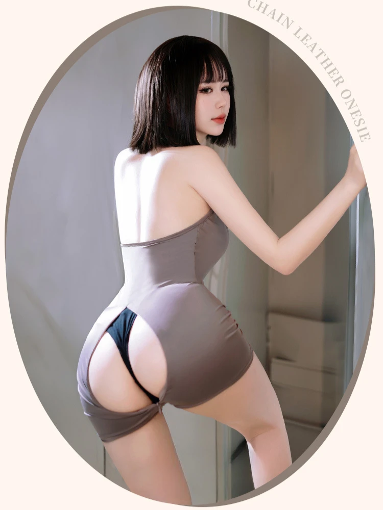 Double Zipper Open Crotch Bodysuit Women Lingerie Roleplay Anime Tight Leotard Sports Onesie Crotchless Pole Dance Clubwear