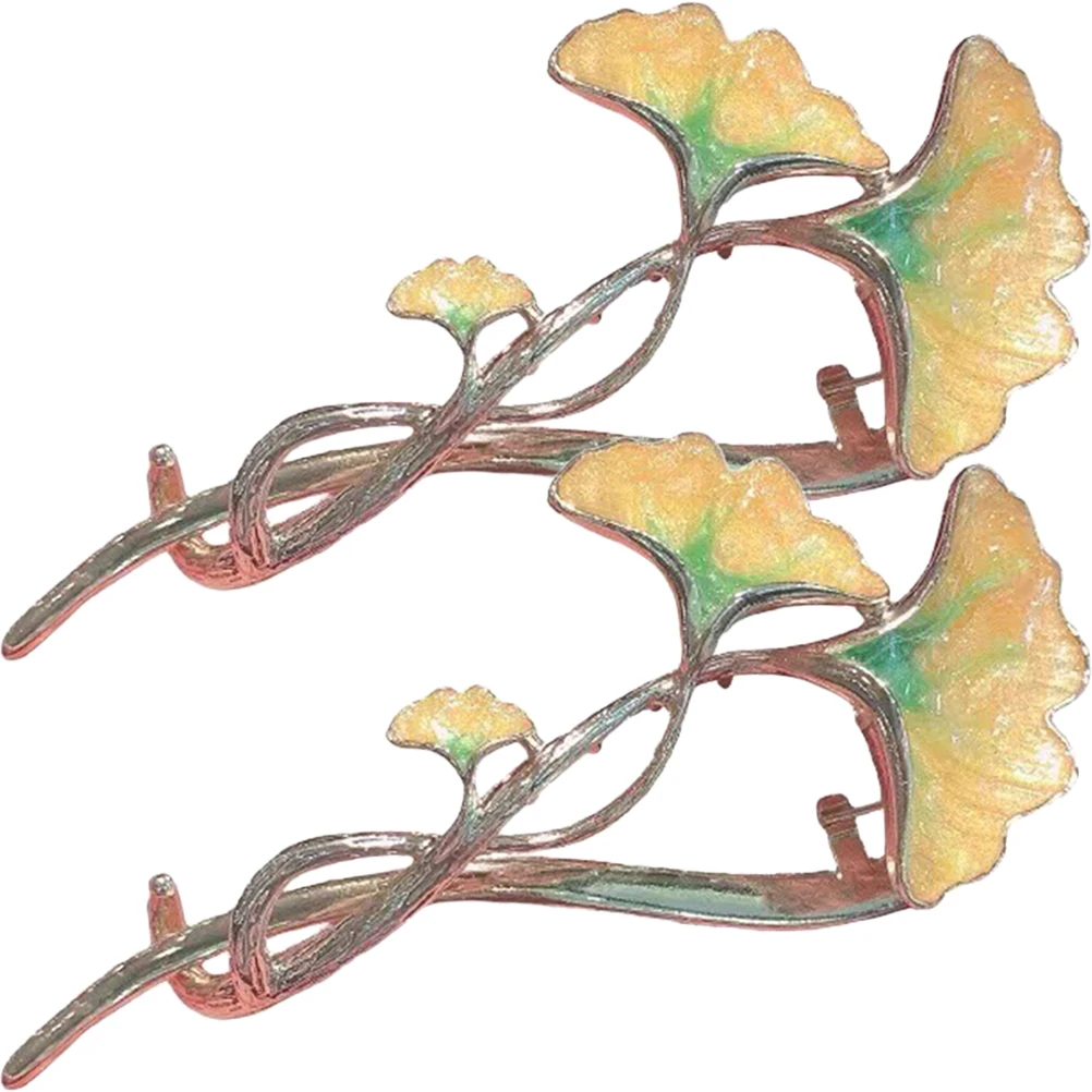 

2 Pcs Ginkgo Leaf Hair Clip Lightweight Alloy Durable Reliable Fun Accessories Holiday Decoration For Women Hair