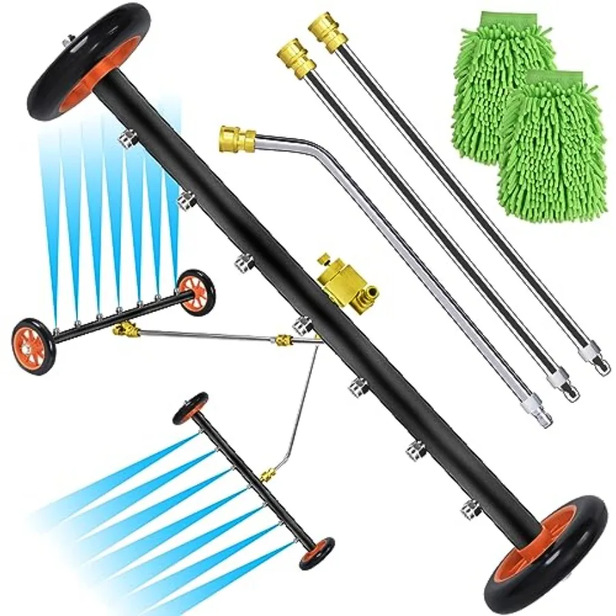 

Upgrade 24 Inch Undercarriage Pressure Washer Attachment 2 in 1 Pressure Washer Undercarriage Cleaner with 7 Nozzles 3 Extensio