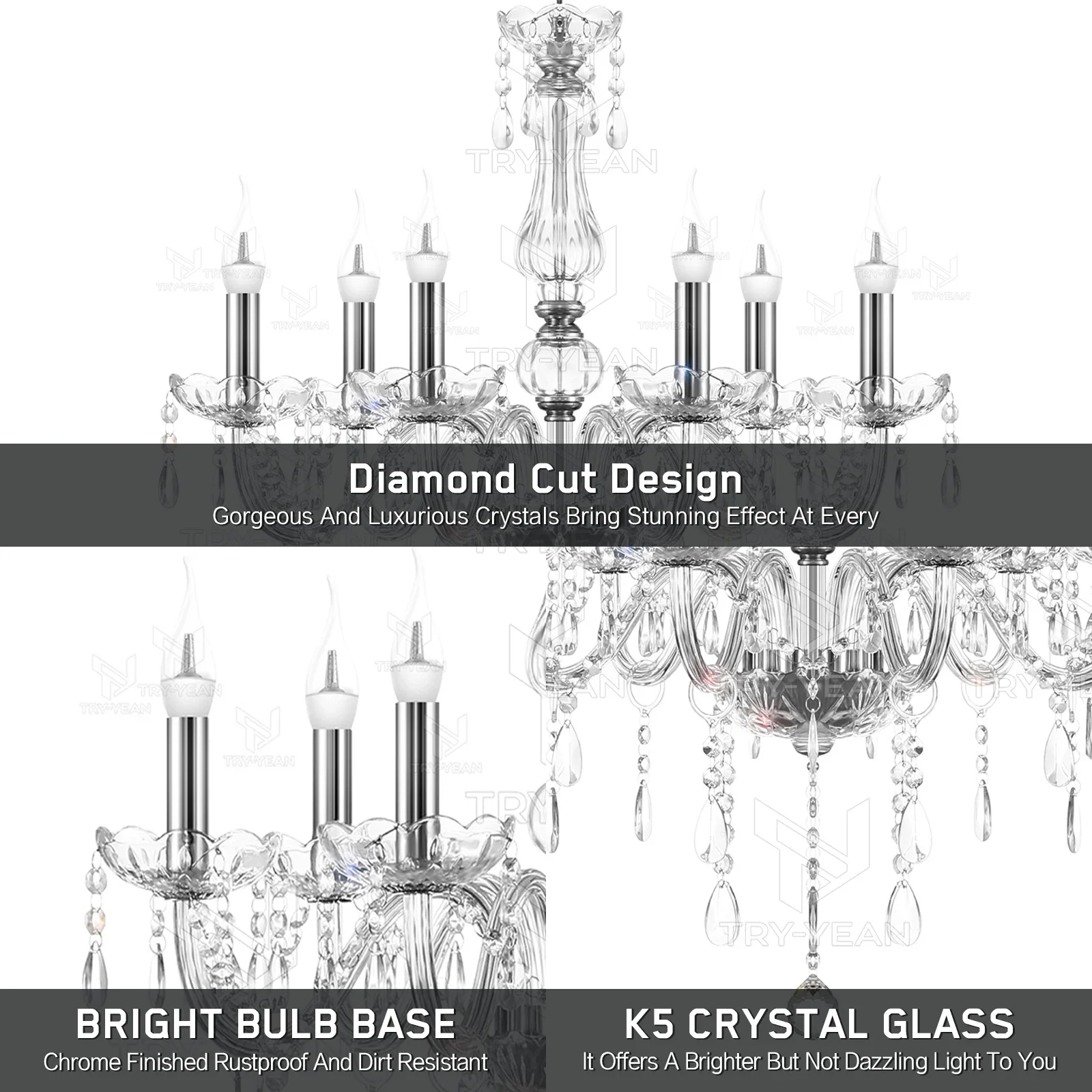 Imagem -04 - Elegant Crystal Chandelier For Kitchen Luz de Teto Modern Pendant Lamp Cor Transparente Chandelier Lighting