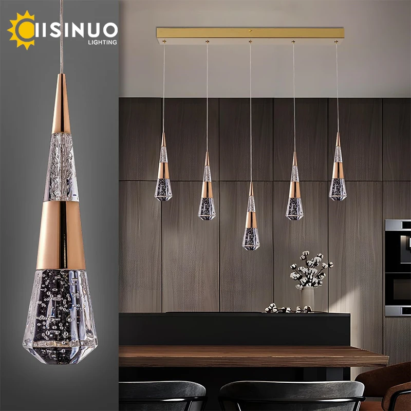 Modern Pendant Light Luxury Crystal Meteor Shower-Style Lamp Dimmable Long Entrance Lighting Fixture for Staircase Kitchen Islan