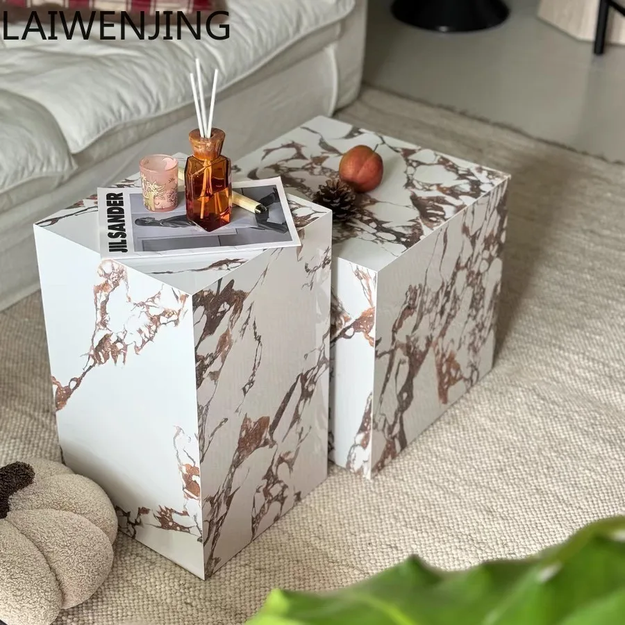 طاولة قهوة SGF من ألواح الصخور الإيطالية، مجموعة طاولة ذات حافة فاخرة وخفيفة وبسيطة