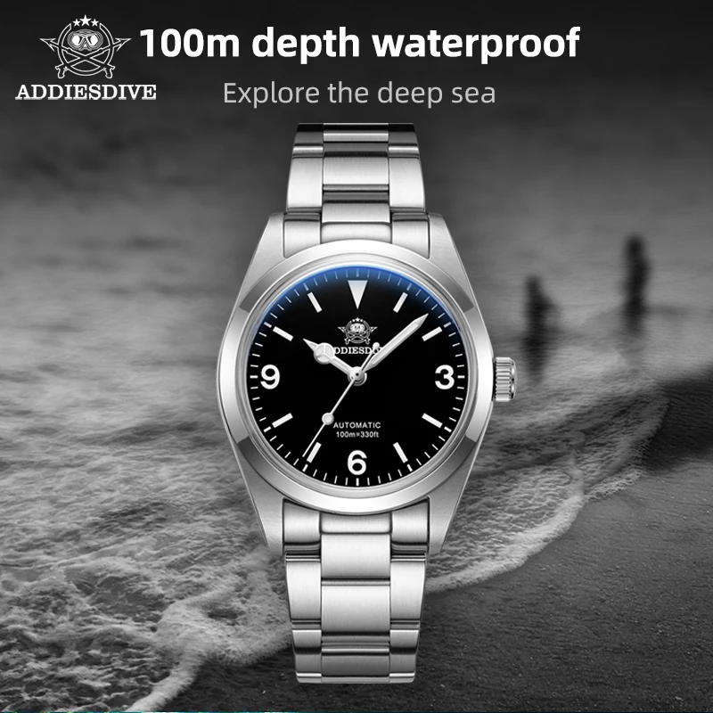 

ADDIES Automatic Mechanical Watch PT5000 Movement 100m Waterproof Luminous Stainless Steel Diver Watch Luxury Men's Wristwatch