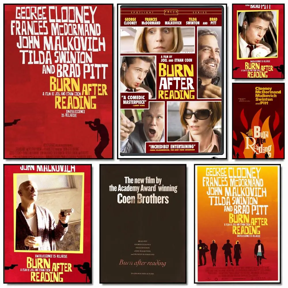 classic movie B-Burn After Reading-G Poster Removable Wall Sticker for Home Cafe Bar Office Interior Decor