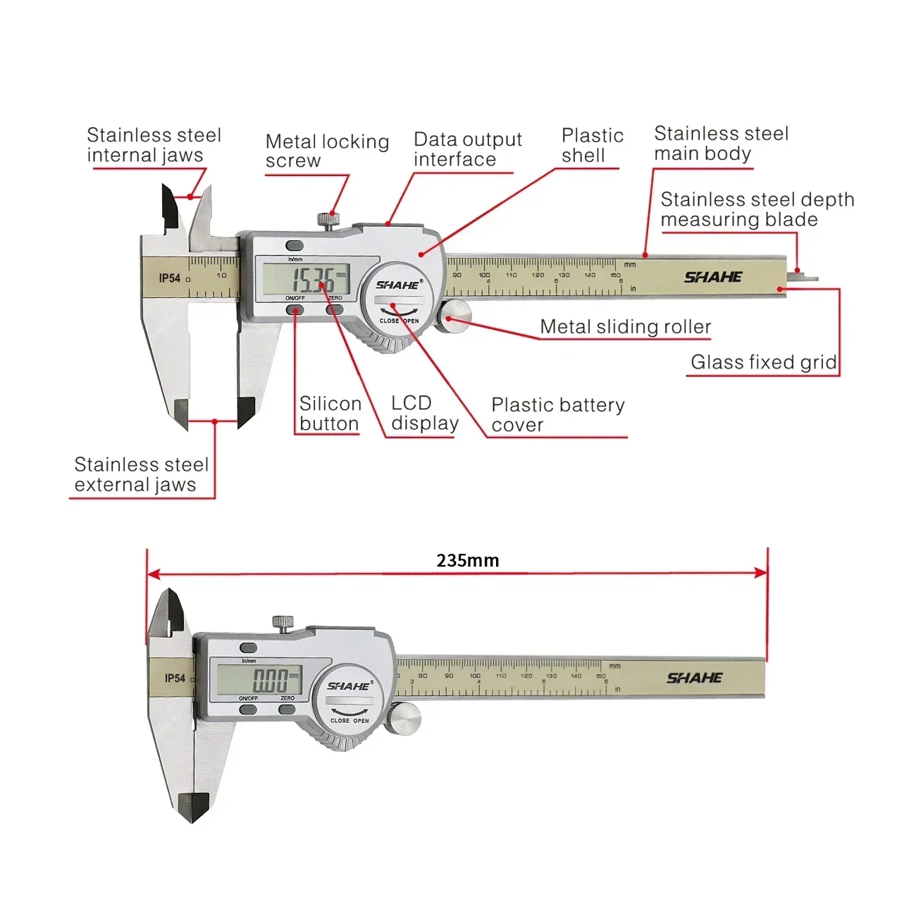 Shahe Remklauwen 0-150 Mm Nonius Schuifmaat Micrometer Ip54 Digitale Nonius Remklauw Meetinstrument 0.01 Digitale Schuifmaat