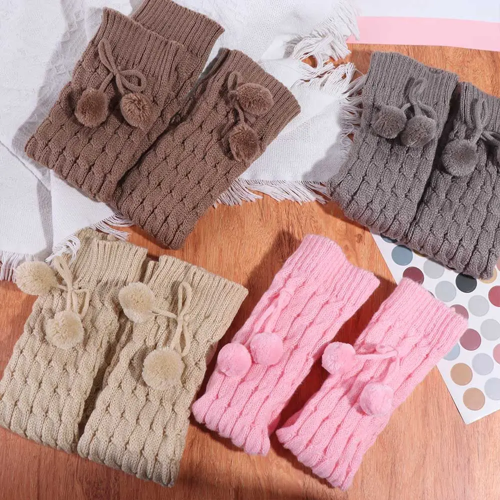 Sweet Y2K 레그 워머 여성 플러시 볼 두꺼운 발레 코어 스타킹 Footcover Warm Lolita Bowknot Leg Warmer Winter