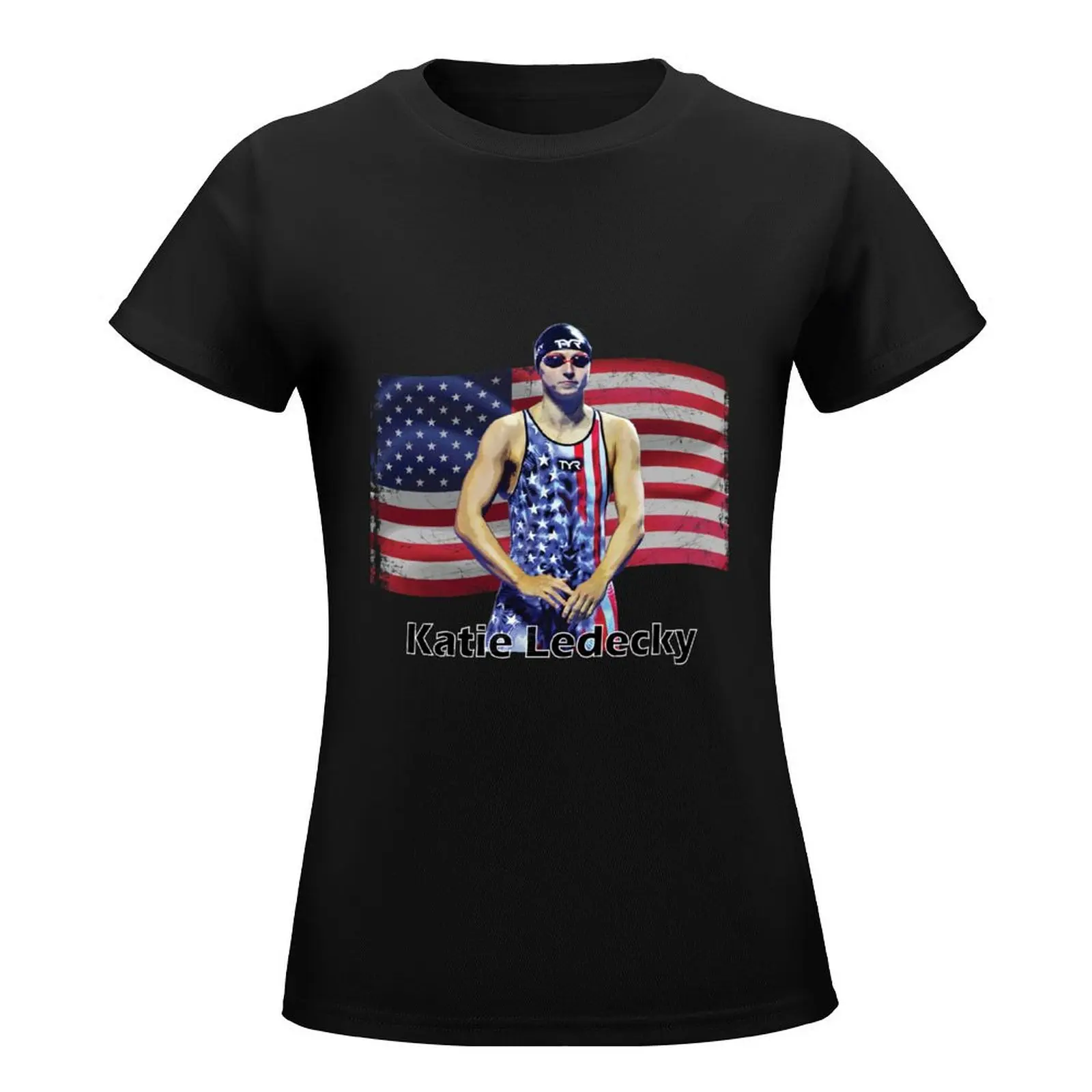 Katie Ledecky USA swimming team T-Shirt vintage clothes summer top female designer clothes Women luxury