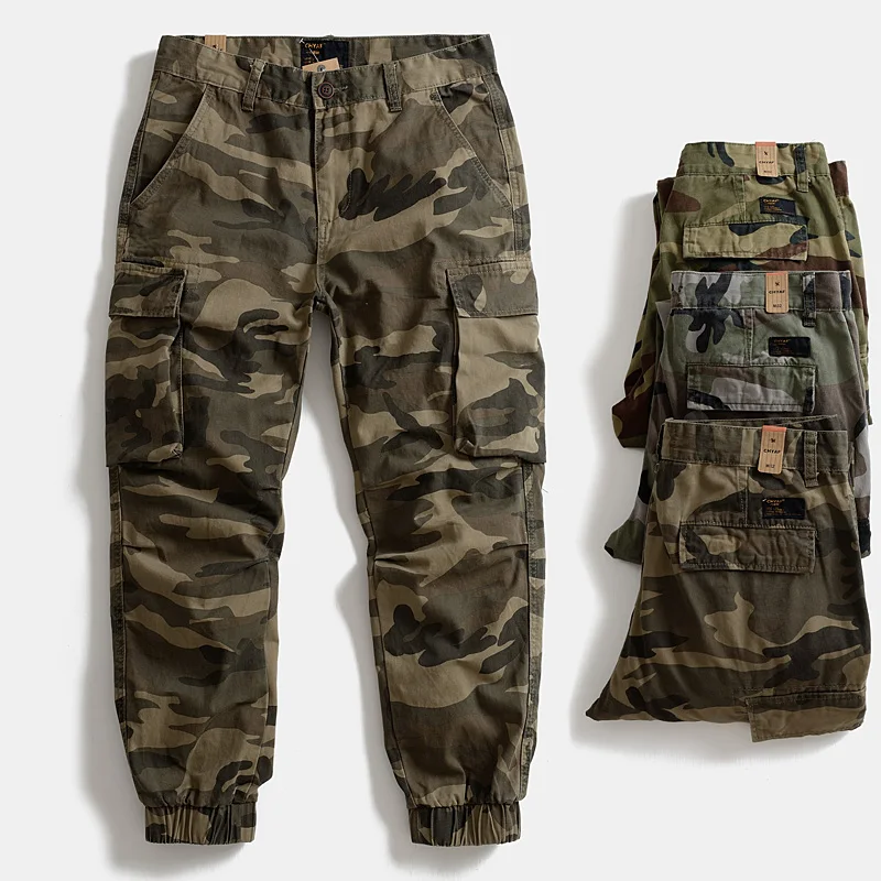 

American Retro Outdoor Camouflage Pants Men's Sports Trousers with Many kets Casual Long Trousers Workwear Sle