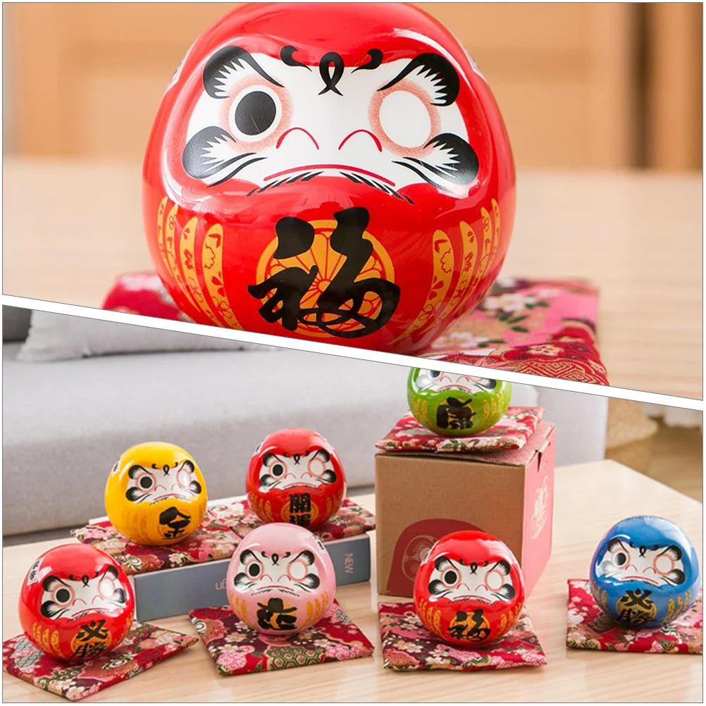 Bodhidharma Ornaments Cartoon Hair Hoops Home Accessories Decoration Porch Wealth Figurines Daruma Ceramics Japanese