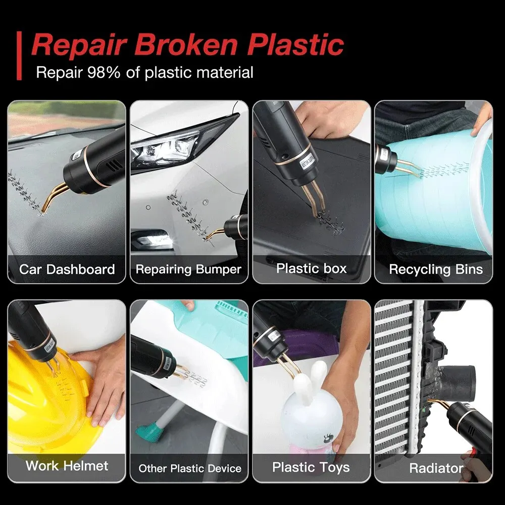 Rechargeable 200W Hot Stapler Plastic Welding Machine, Car Bumper Repair Soldering Iron Kit for Plastic Repair