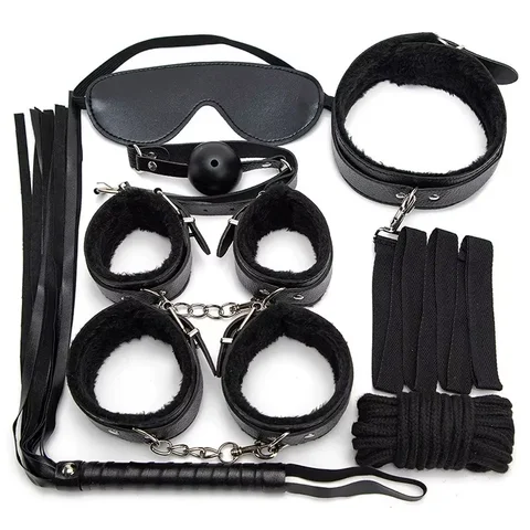 7 piece BDSM soft PU restrained mood set for women adult games slave restraints handcuffs sexx whips men s prostate toys an