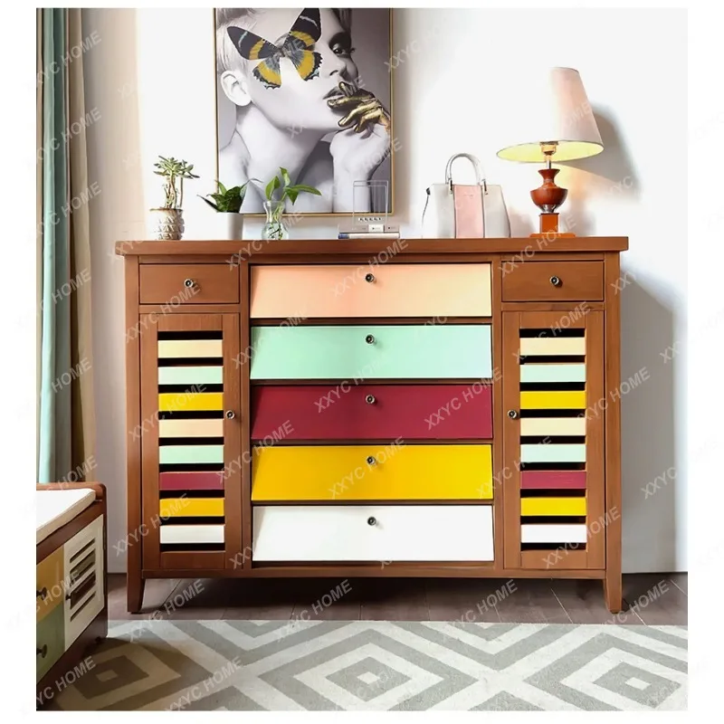 XX  Asian Style Wooden Shoe Cabinet Dustproof Modern Hidden Organizer Shoe Cabinet Living Room Drawers Range  Furniture