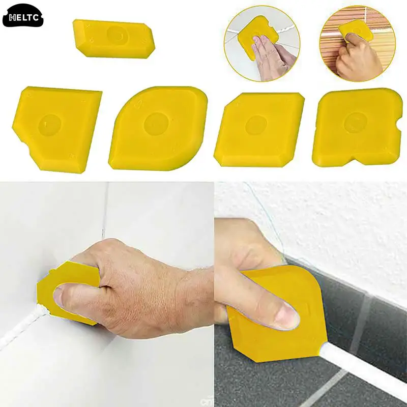 5PCS Silicone Sealant Tool Spreader Finish Kit Caulk Tile Grout Applicator Window Door Cement Caulk Removal Tool