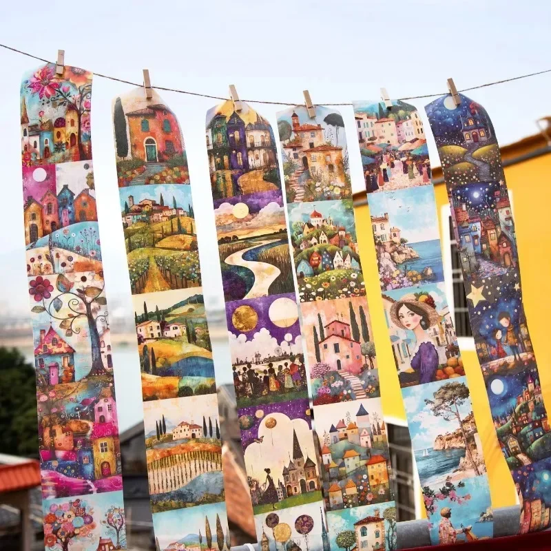 

Long Background Tape Collection with 6 Scenes from the Small-Town Living Series Perfect for Handmade Journal Embellishments