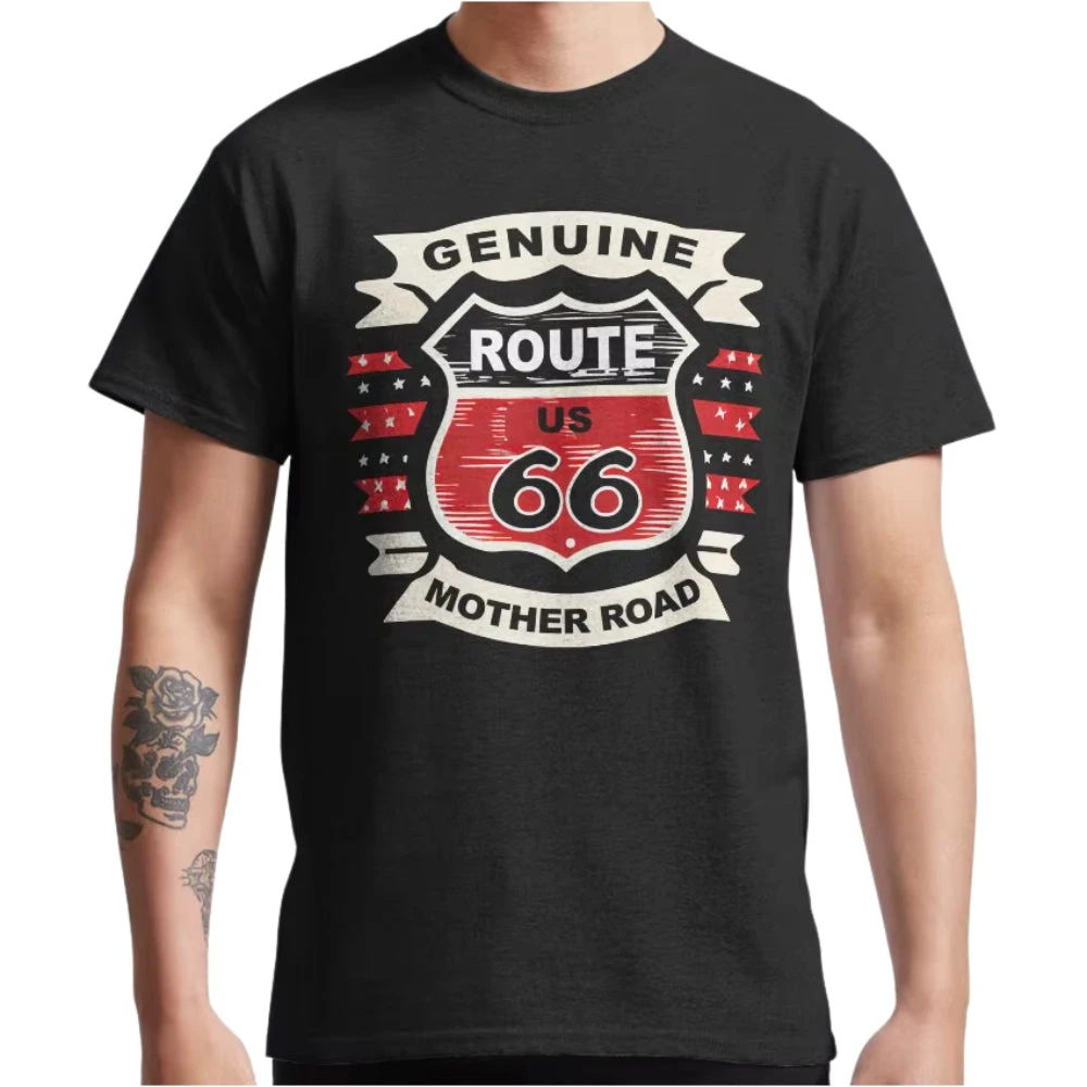 T-Shirt De Moto Route 66 SG Genuine Pour Motard High-end Luxury Unisex Style Both of Men and Women