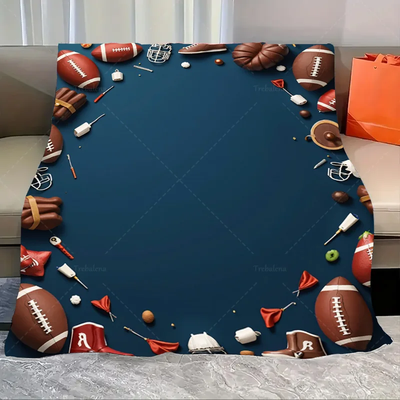 

1 шт. фланелевое одеяло футбольное тематическое одеяло со спортивным снаряжением и мячами для вибрации на день игры