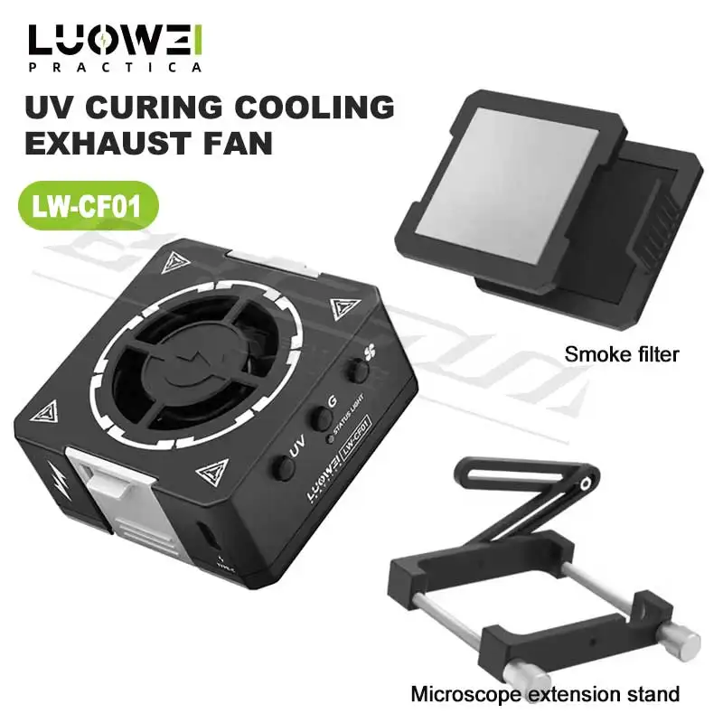 LUOWEI CF01 UV Curing Cooling Fan with Dust Checking LampFor Mobile Phone Motherboard Solder Resin Curing Cooling Repair Tool
