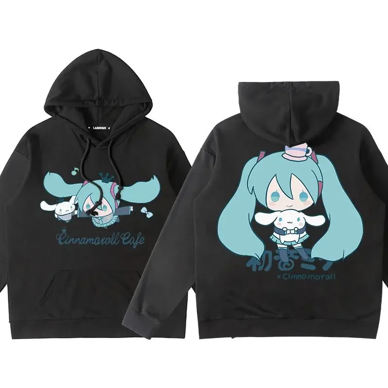 Kawai Hatsune Miku Hoodie Anime Cute Cartoon Cotton Sweatshirt Long-sleeved Comfortable Skin-friendly Loose Top Casual Versatile