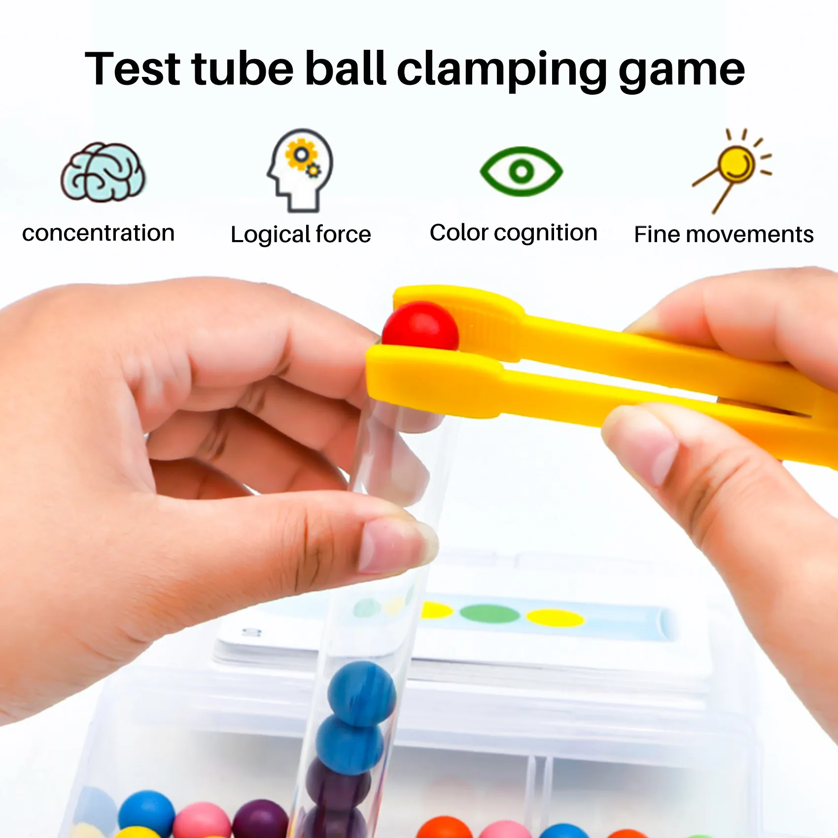 

YSUN-Clip Bead Game Ball Matching Clip Beads Test Tube Toddler Educational Montessori Games For Kids