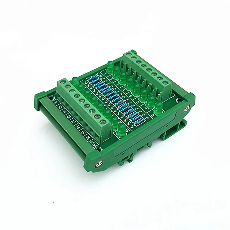 

DIN Rail Mount 16 Green LED Indicator Light Module 5~48VDC Common Positive/Negative