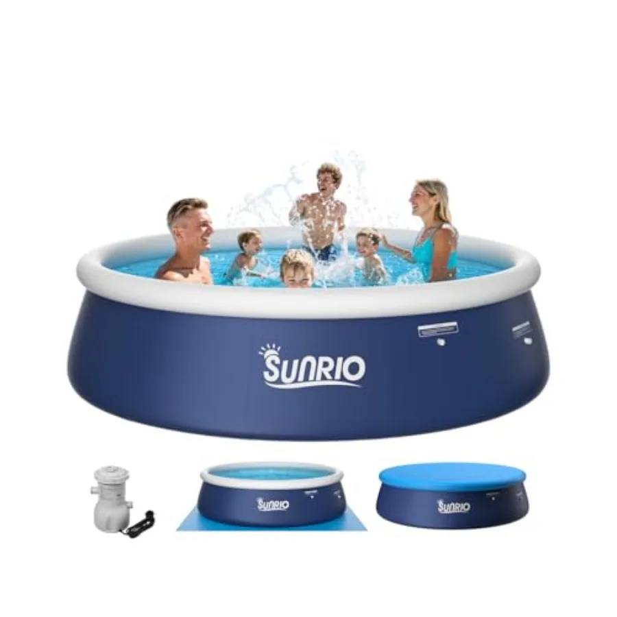 

Outdoor backyard swimming pool: inflatable top ring, PVC material, blue color, fast easy setup with 330GPH filter pump, cover a