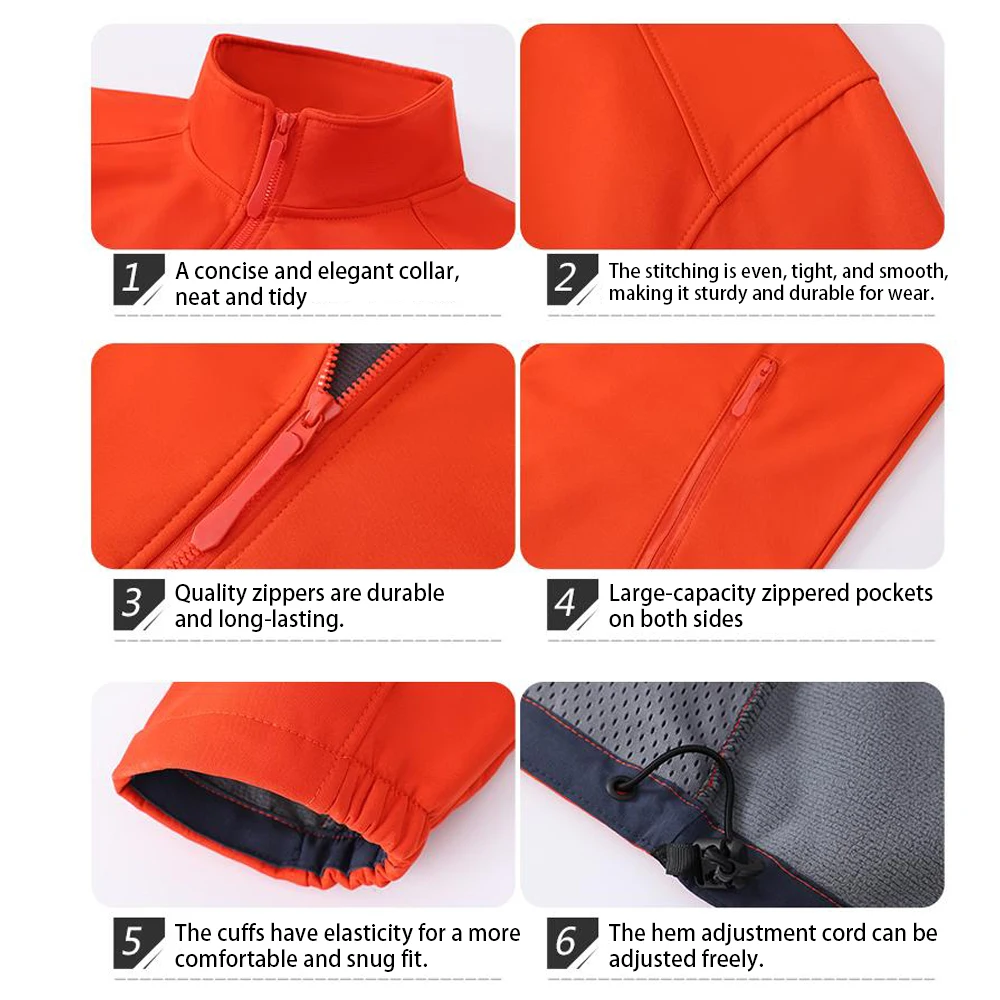 Winter Fleece-Lined Soft Shell Jacket - Unisex Stand Collar Work Windbreaker for Cold Weather Protection