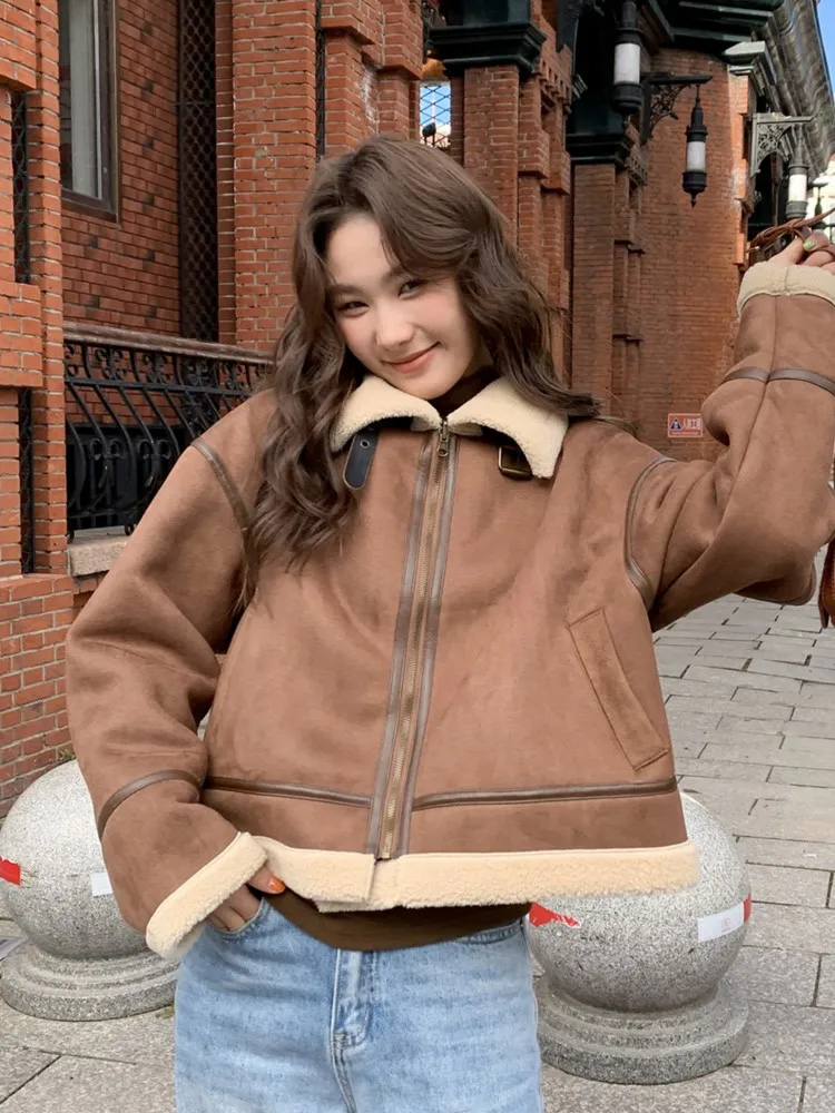 

Women Vintage Solid Chic Short Jackets Warm Long Sleeved Casual Cold Coats Autumn Winter Female Streetwear Party Birthday Jacket