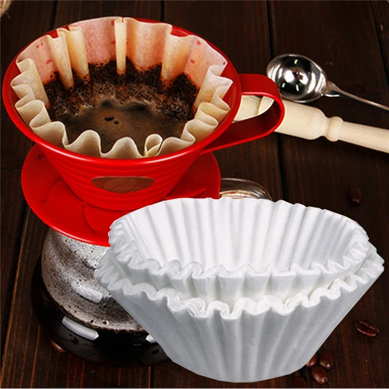 50pcs/Set 24cm White Coffee Filters Single Serving Paper for Coffee Machine White Filter Paper Cake Cup Coffee Paper Bowl
