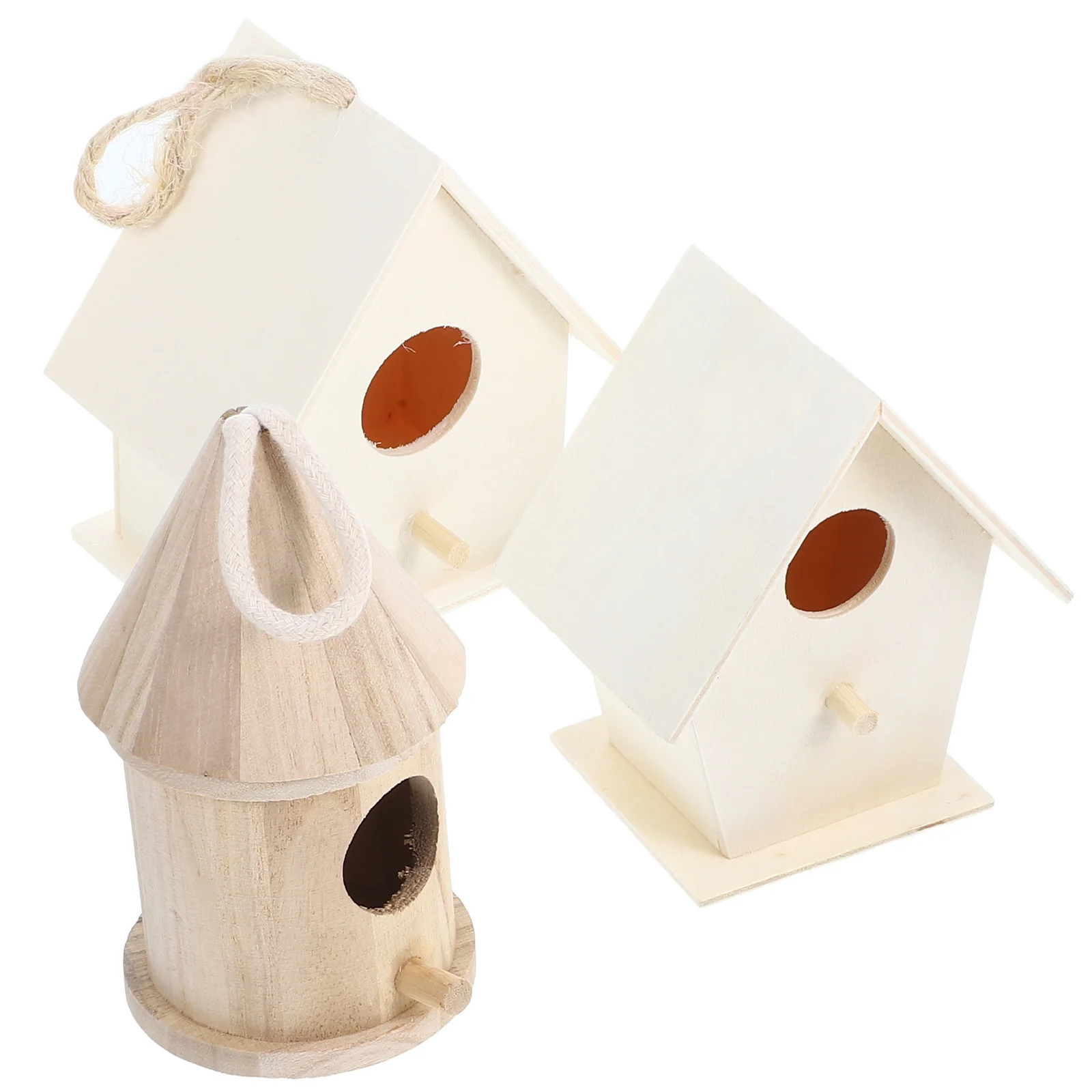

Wooden Bird Nest Ornaments Durable Wide Entrance Nature Feeling Canary Parrot Small Birds DIY Painting Wall Tree Mounted Pet