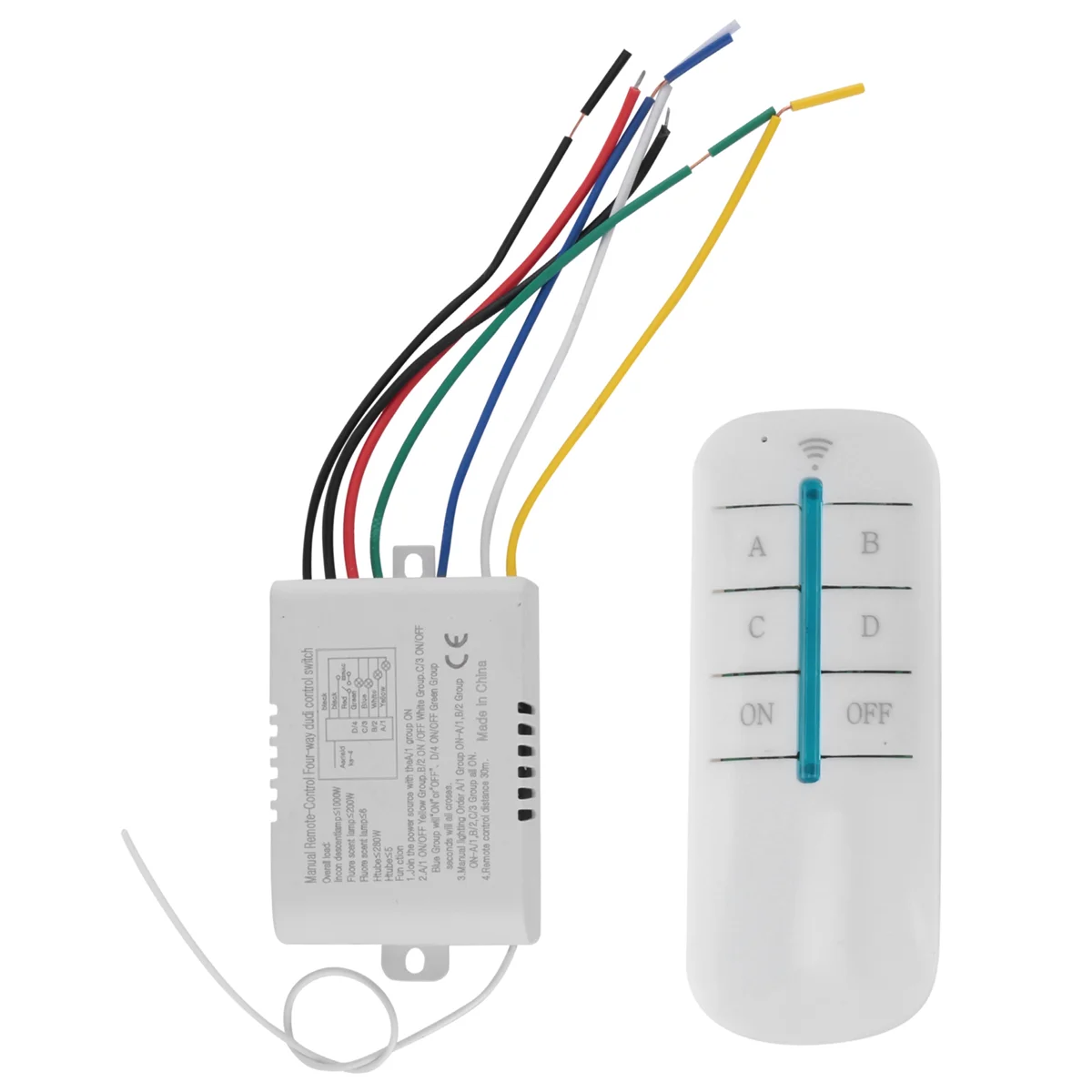 AAAE 4 Way Light Lamp Digital Wireless Remote Control Switch ON/OFF 220V
