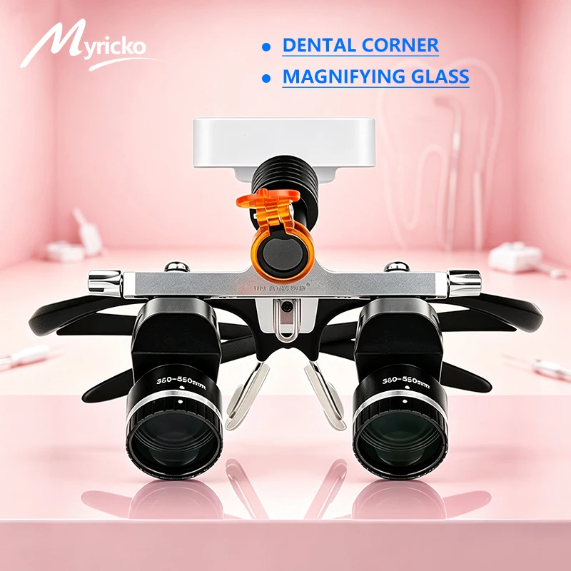 Dental Angle Loupes Magnifier Portable Binocular Magnifying Glass with Rotary Corner Design for Oral Clinic Operation