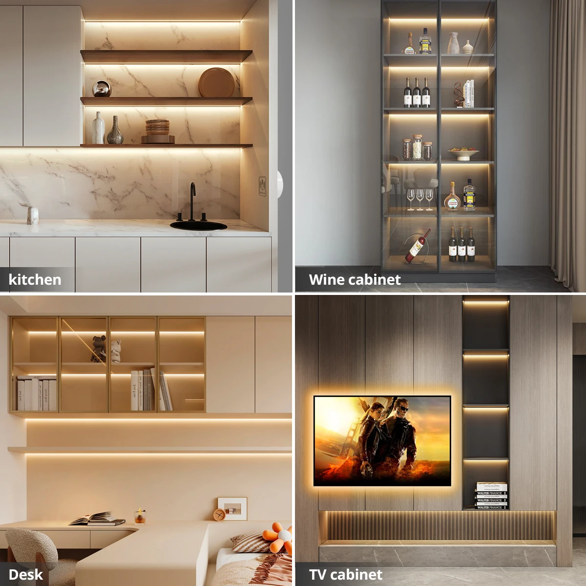 Tira LED integrada lineal COB, Panel de rejilla de techo, luces de decoración de pared, cinta LED, lámpara de pared ambiental autoadhesiva para sala de estar