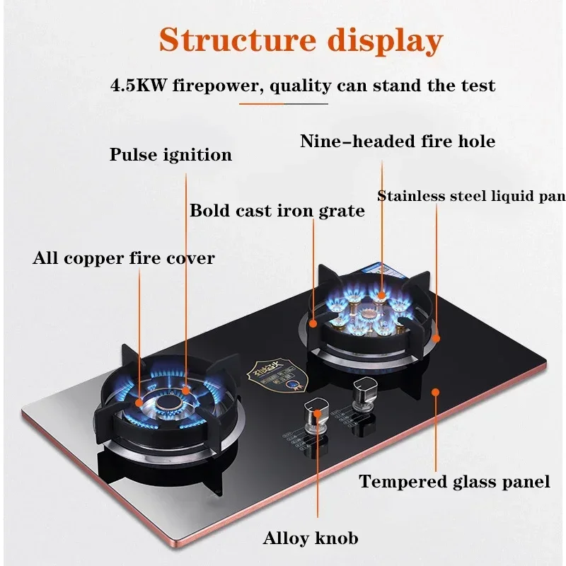 Desktop Electric Household Embedded Desktop Energy-Saving Induction Cooker Natural Gas Liquefied Gas Stove Double Stove Eye Temp
