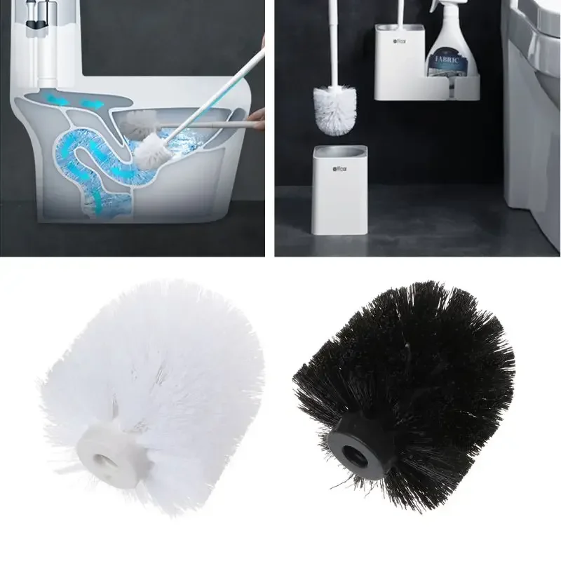 1PC Universal Replacement Toilet Brush Head Holder White Black Clean Spare Tools  Home Bathroom Accessories