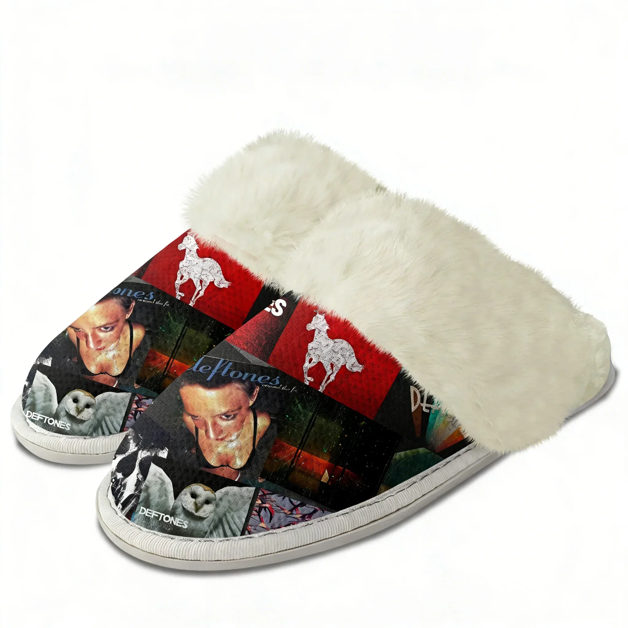 

Deftones Metal Rock band Plush Slippers Keep Warm Shoes Mens Womens Home Cotton Bedroom Lightweight Slipper Custom Shoes