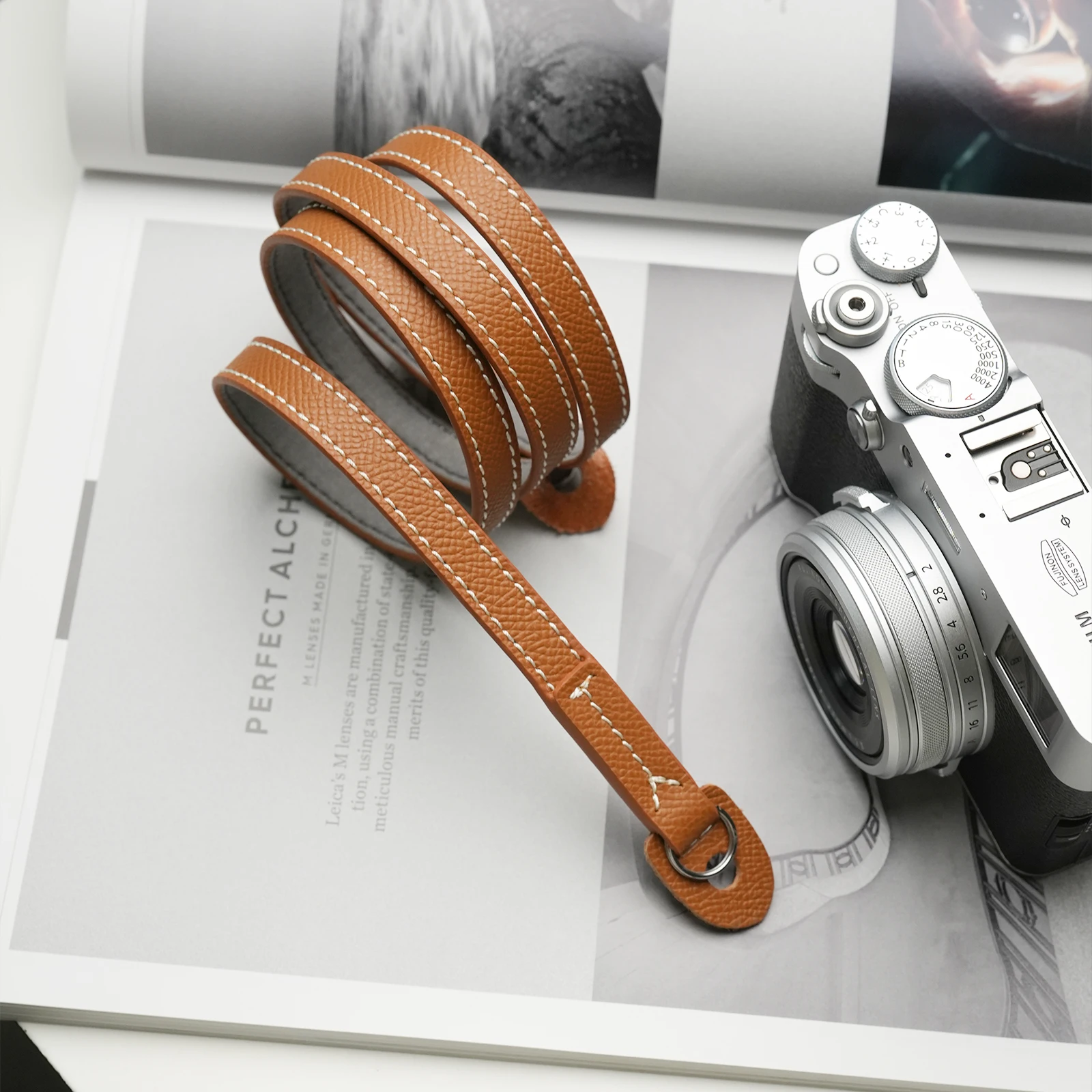 Mr.stone Handmade Genuine Leather Camera Strap For sony Camera Shoulder Sling Belt Fine shoulder strap(Double-sided leather)