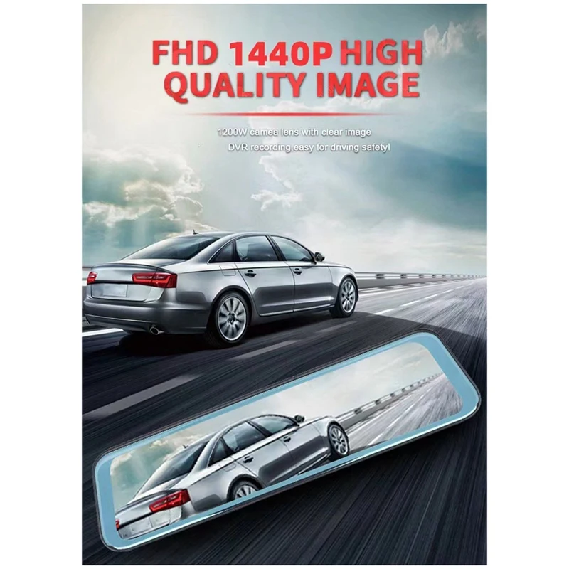 Kaca spion Streaming 10 inci 4K HD, ponsel layar penuh depan dan belakang rekaman ganda WIFI