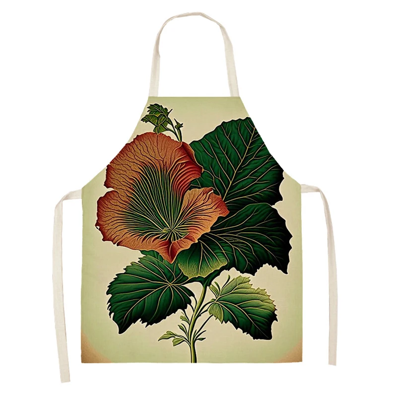 Damen Küchen schürze Ölgemälde Stil Restaurant Chef Friseur wasserdichte Schürze für Männer und Kind Malerei Pflanze Blume 55 × 68cm