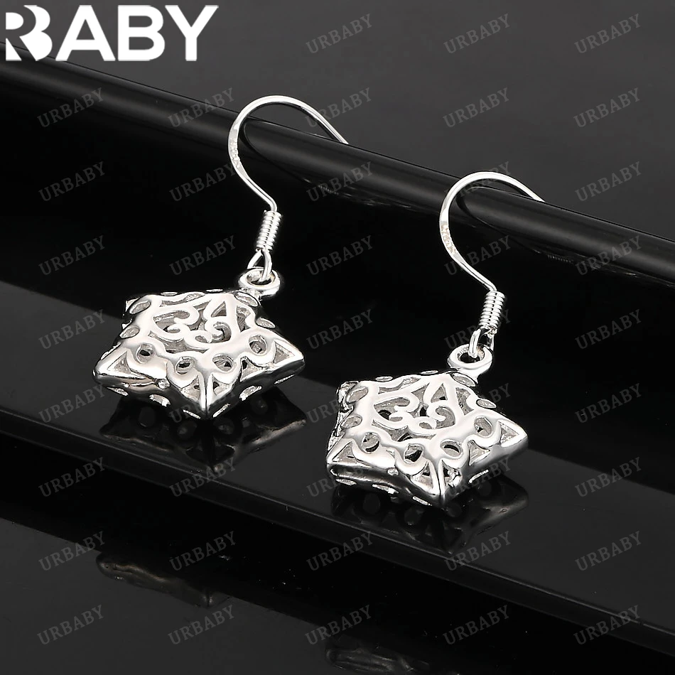 

URBABY 925 Sterling Hollow Star Type Earrings Drop Earrings For Women Jewelry Fashion Party And Daily Wear