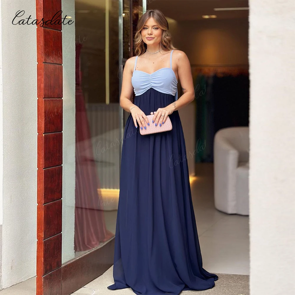 

Catasdate Blue Party Dress A Line Wedding Ceremony Dress Two Colors Formal Occasion Dress Chiffon Dress for Prom vestido de gala