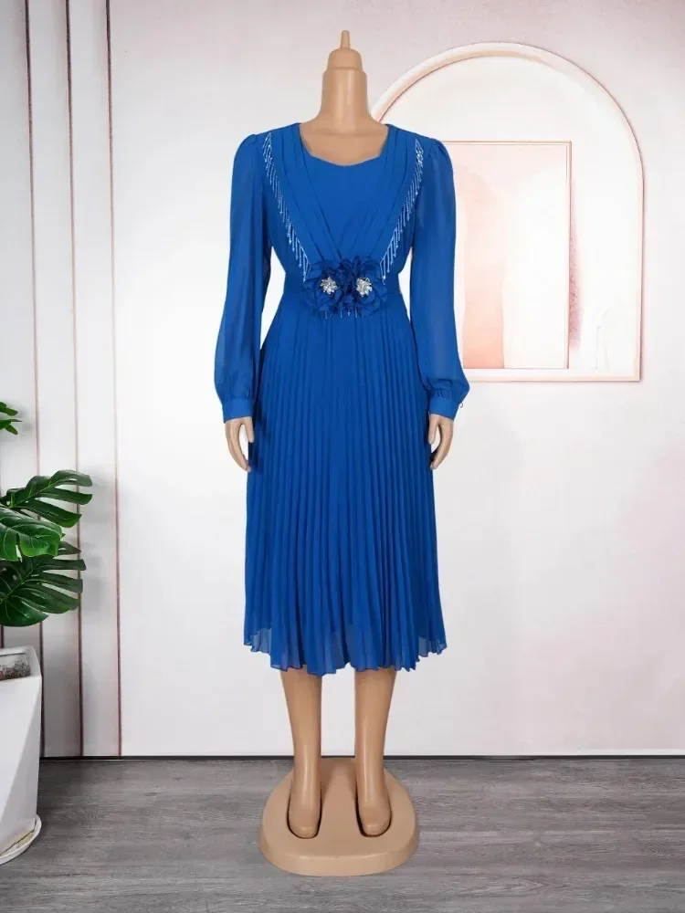 African Dresses For Women Elegant 2025 Summer Autumn Dashiki Midi Dress Ladies Traditional African Clothing Fairy Dreaes