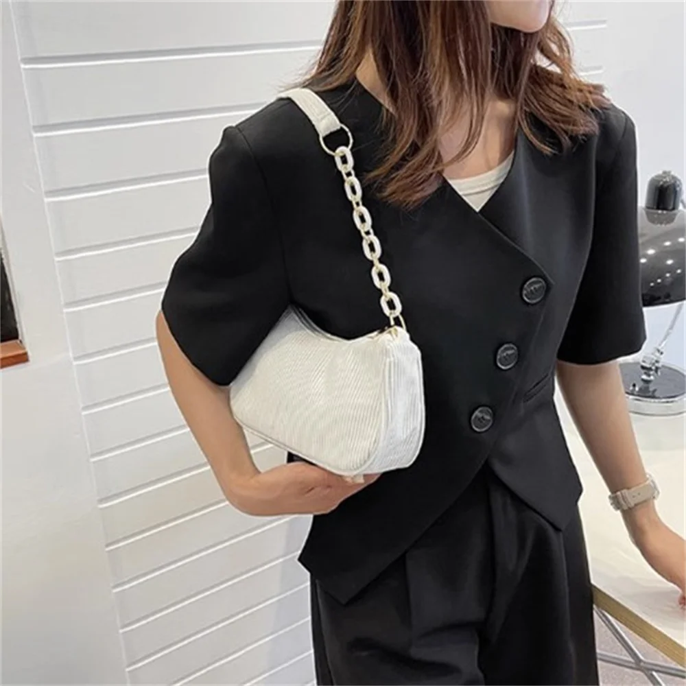 Sacs à main vintage en velours côtelé pour femmes, sous les bras, fermeture éclair, initié, petit, doux, décontracté, pochette, femme, mode,