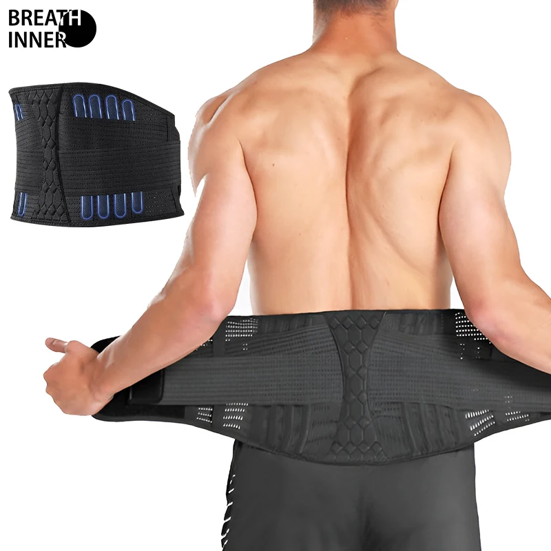 Sports Back Brace for Men and Women Breathable Waist Lumbar Support Belt for Back Pain Relief with Dual Adjustable Straps