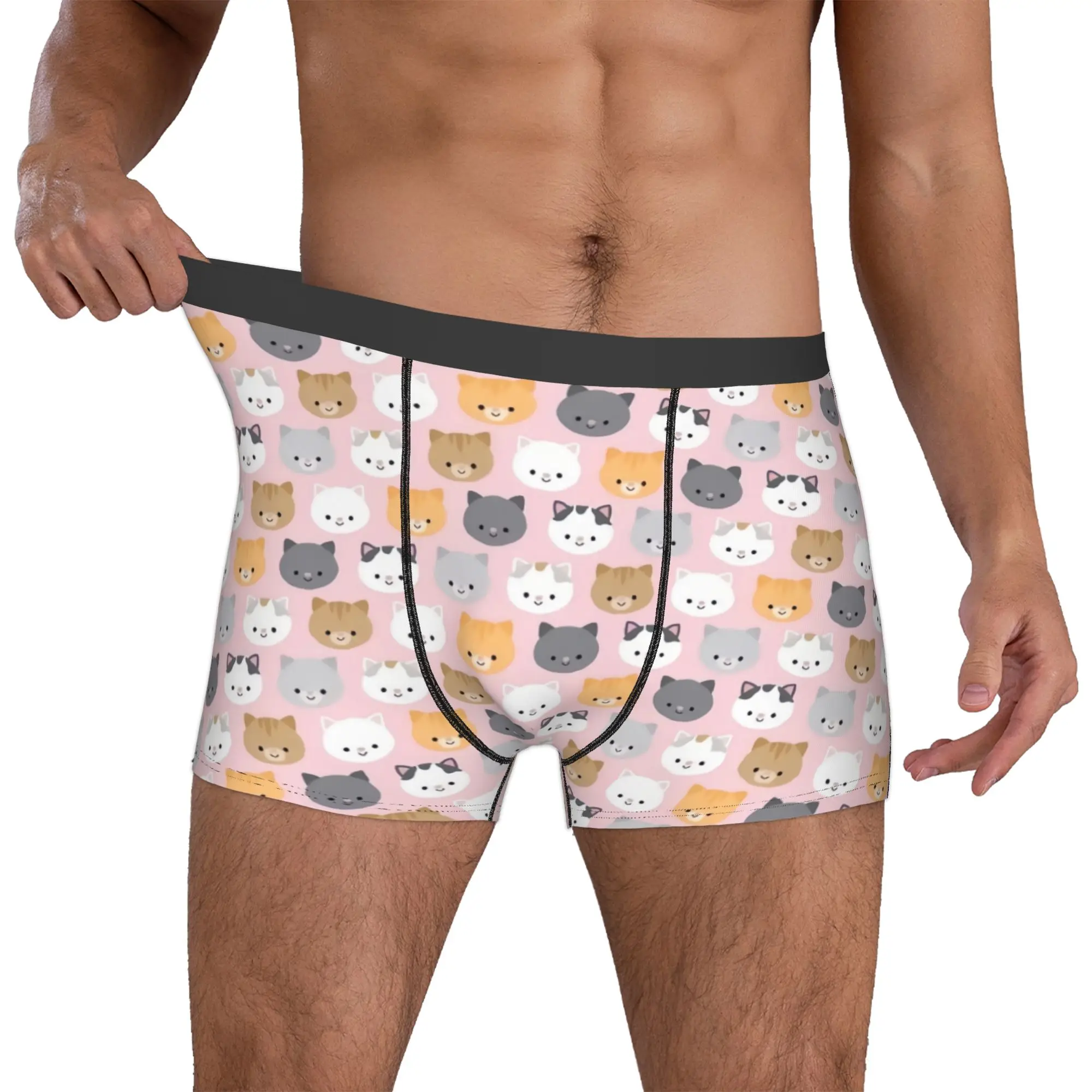 Cat Seamless Pattern Colourful Creative  Underwear Male Print  Boxer Shorts Panties Briefs Soft Underpants