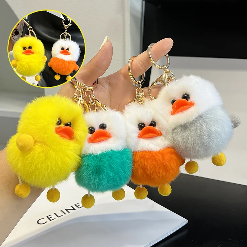 Plush Duckling Keychains Cute Cartoon Doll Keyring Soft Duck Key Chain Pendant For Women Girls Bag Car Trinket Gifts