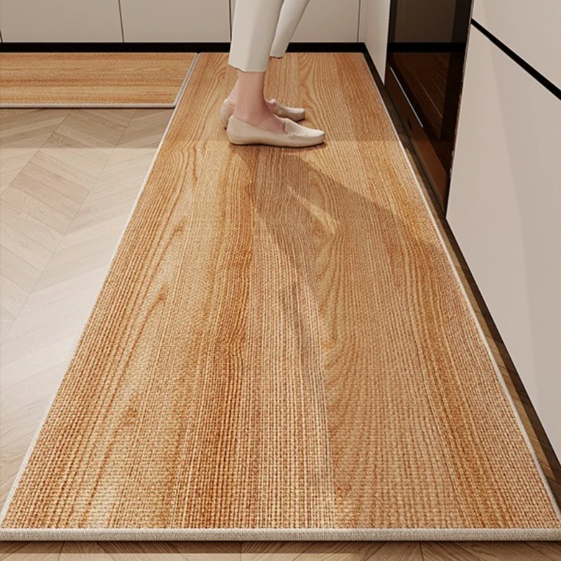 Kitchen Floor Mat Long Rug Wood Grain Weaving Non-slip Carpet Home Decor Anti-slip Foot Mat Wear-resistant 주방바닥매트 Alfombra