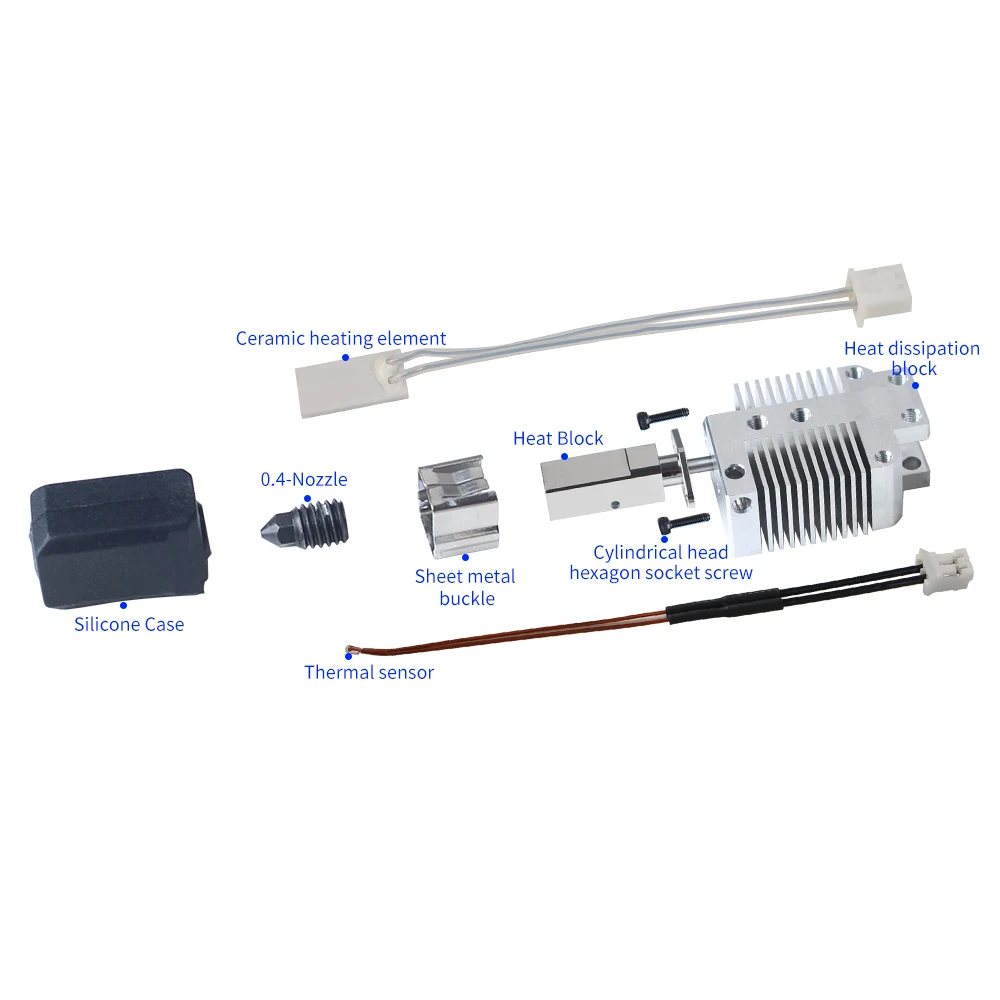 For SV08 Upgraded Hotend High Temperature Resistance Supports Fast Printing With Hardened Steel 0.4mm Nozzle For SV08 3D Printer