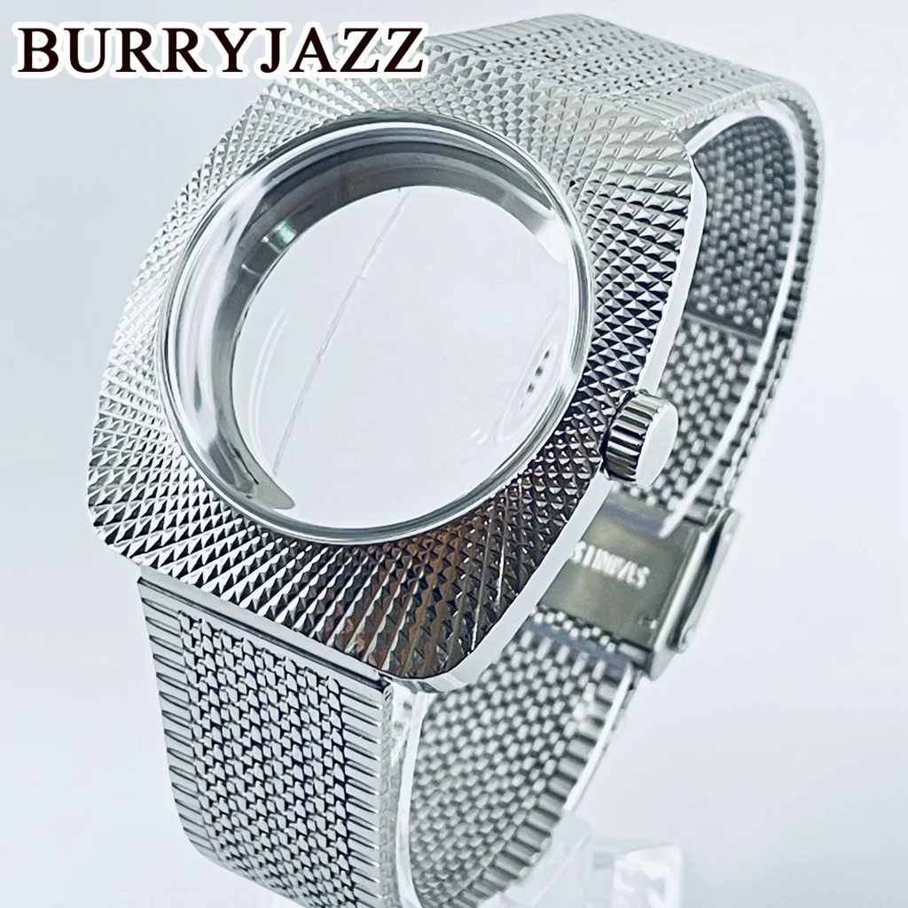 

BURRYJAZZ 36,5 мм NH34 NH35 NH36 NH38 Корпус для часов Водонепроницаемый серебряный корпус из нержавеющей стали Купольное акриловое стекло