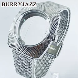 BURRYJAZZ 36.5mm NH34 NH35 NH36 NH38 Watch Case Waterproof Silver Stainless Case Dome Acrylic Glass