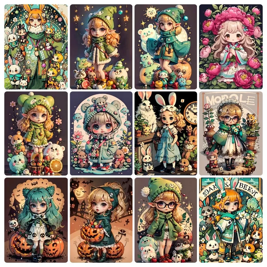 5D DIY Diamantmalerei Cartoon-Figuren und Häschen-Bär Diamanten-Mosaik Handgemachte Kunst Exquisites Kreatives Geschenk Heimdekoration